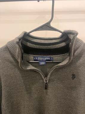 U.S. Polo Assn. Men's 1/4 Zip Acrylic Pullover Sweater Gray Size S